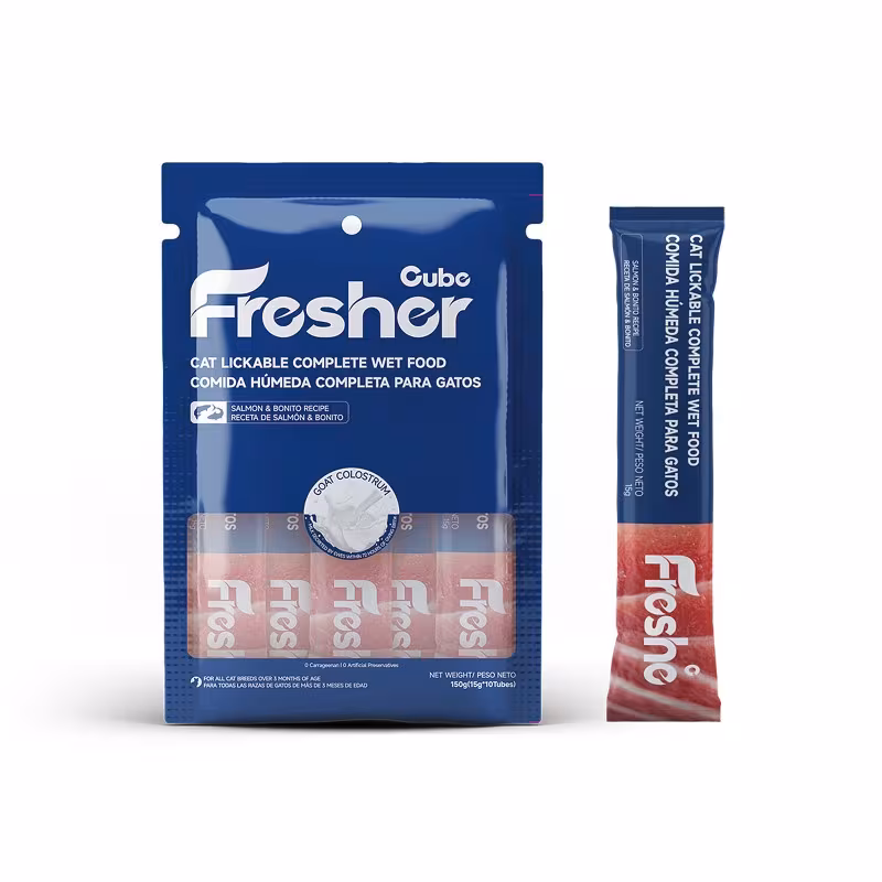 Cube Fresher Cat lickable Complete Wet Food Chicken Recipe 150g (15g*10) Salmon flavour