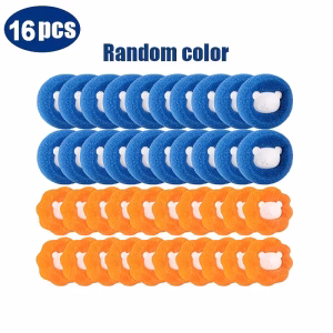 16pcs Laundry Balls Pet Hair Remover, Random Colors, Reusable Clothing Cleaning Lint Collector, Magic Washing Machine Filter Balls, Laundry Hairball Remover, Home Cleaning Supplies, Laundry Tools