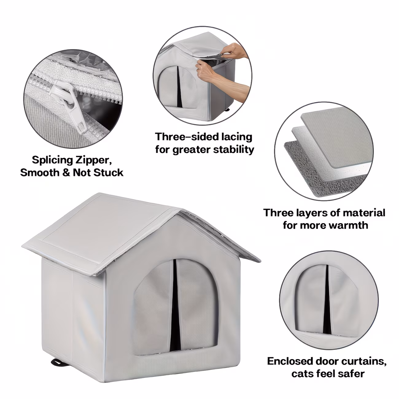 Foldable Soft Indoor Pet Kennel House with Removable Cushion – For Cats & Small Dogs - Image 3