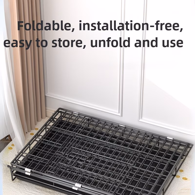 Heavy-Duty Foldable Metal Pet Crate with Double Doors - Image 4
