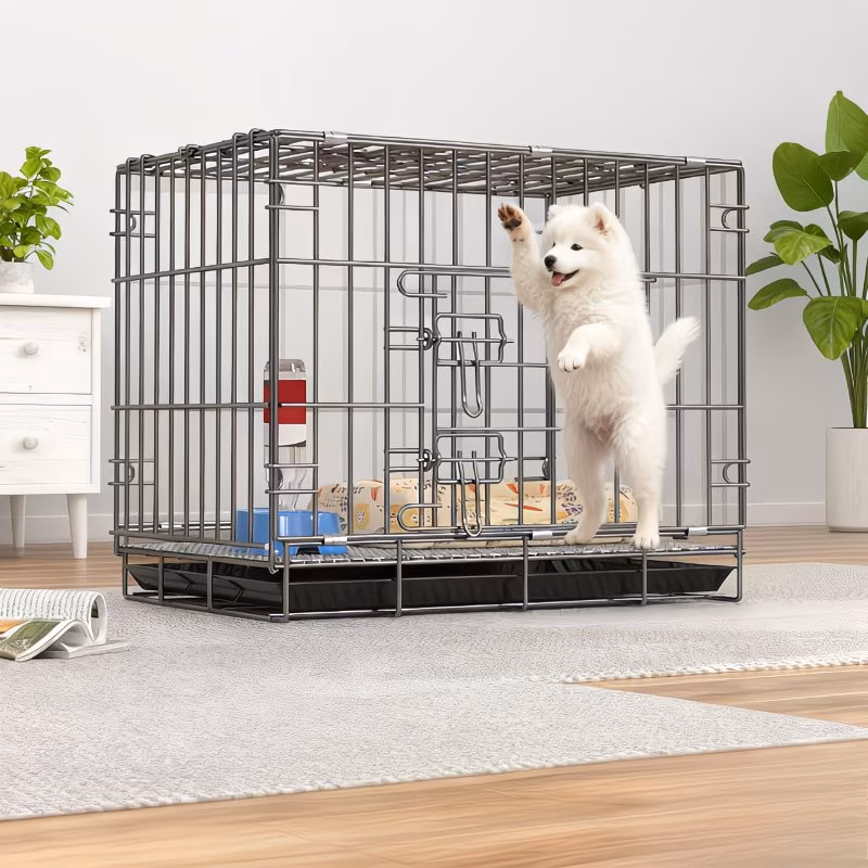 Heavy-Duty Foldable Metal Pet Crate with Double Doors - Image 3