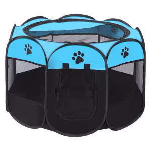Foldable Portable Pet Playpen with Mesh Panels – For Cats & Dogs