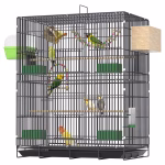 Luxury Bird Cage Compatible with Parrots & Small Birds, Spacious Double-Layer Design for Home & Travel
