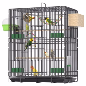 Luxury Bird Cage Compatible with Parrots & Small Birds, Spacious Double-Layer Design for Home & Travel