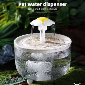Large Capacity Transparent Pet Water Fountain with Flower Design | Seamless Pet Item, Water Fountain for Cats