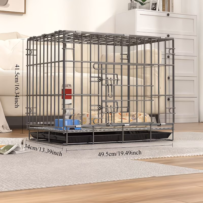Heavy-Duty Foldable Metal Pet Crate with Double Doors - Image 2