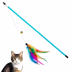 1pc Cat Teaser Wand with Bell. Made of Imitation Synthetic Fiber Feathers. Cat Toy. Synthetic Fiber Down Product, Cat Feather, Pet Play, Interactive Game, Fun Cat Accessory, Lightweight Design, Pet-safe Materials, Soft Feathers, Feather Teaser