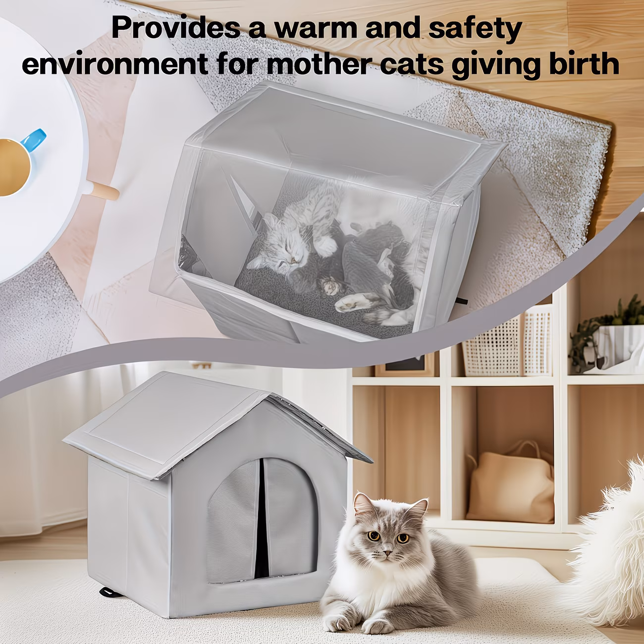 Foldable Soft Indoor Pet Kennel House with Removable Cushion – For Cats & Small Dogs - Image 2