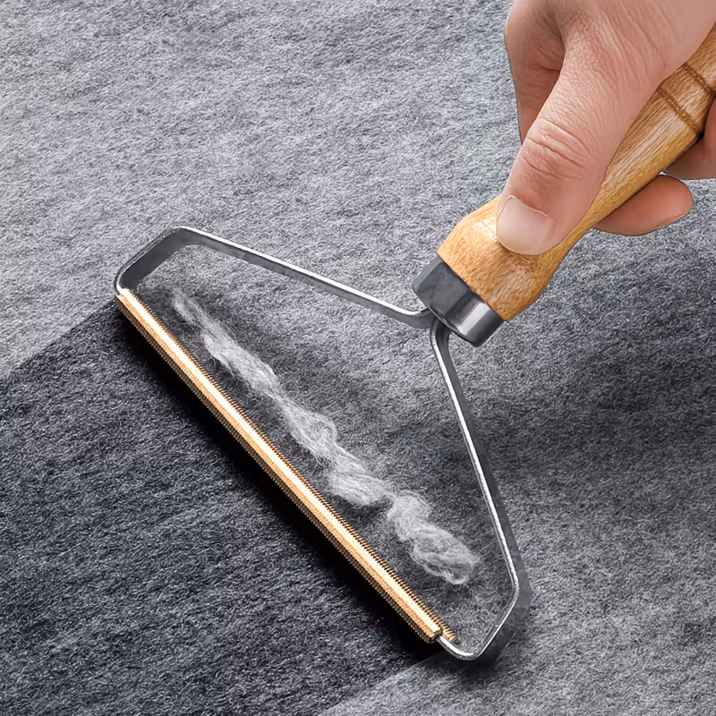 Reusable Pet Hair Remover Roller with Wooden Handle for Cats & Dogs