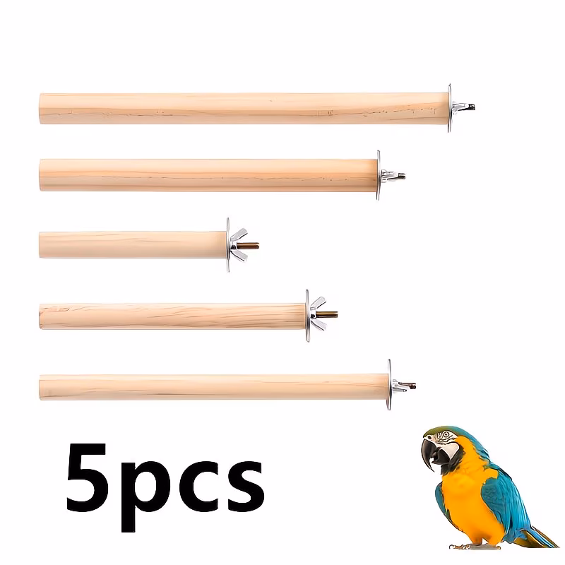 Natural Wooden Bird Perches (5-Pack) – Cage Perch Set for Parrots & Small Birds - Image 5