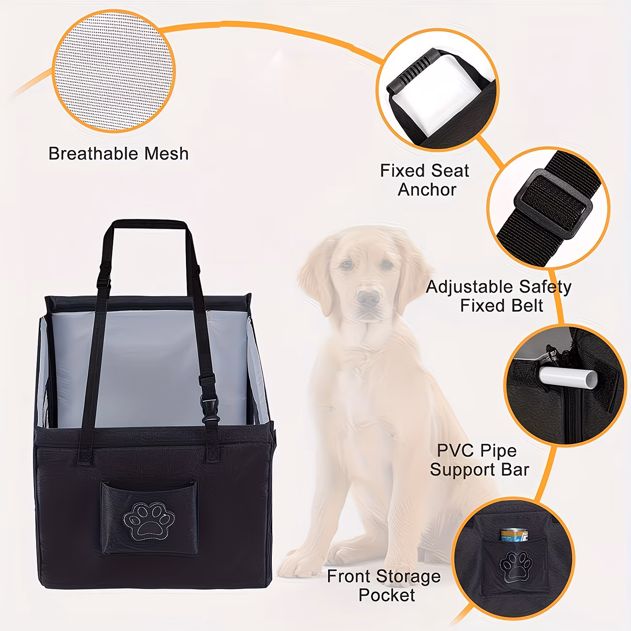Waterproof Dog Car Seat Cover with Mesh Window & Safety Belt – Rear Seat Pet Protector - Image 3