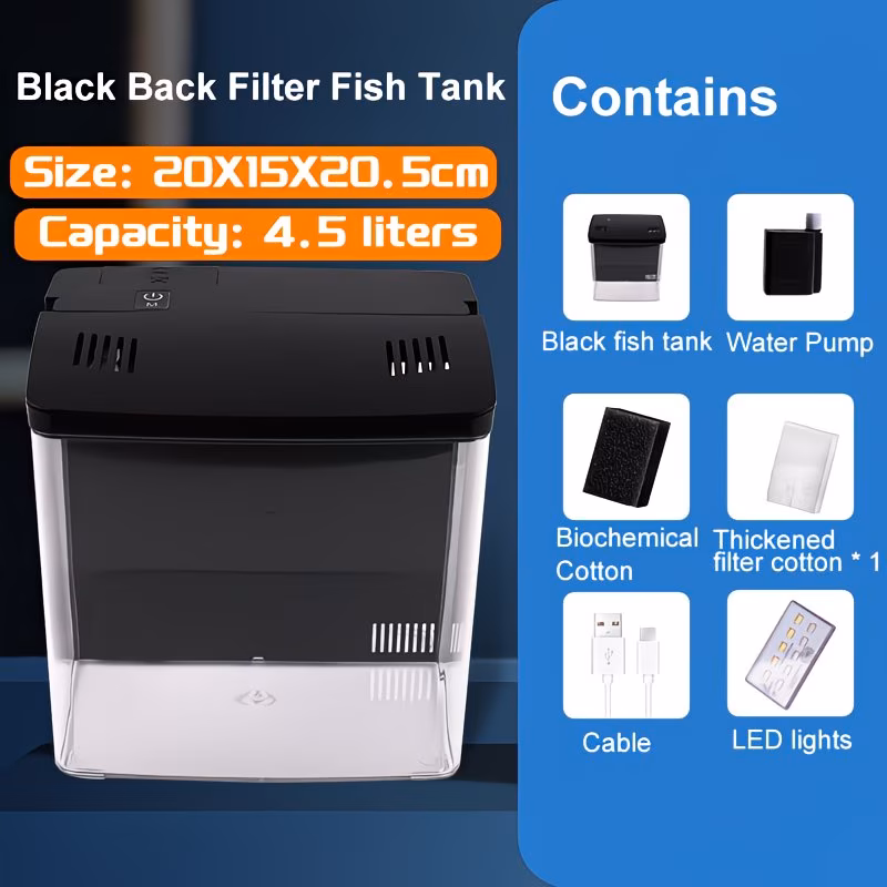 Compact Glass Aquarium with LED Light & Filter – 4.5L Fish Tank for Betta & Small Fish - Image 3