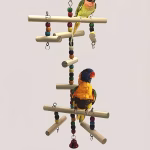 Wooden Bird Playground Perch – Hanging Climbing Gym for Parrots & Small Birds