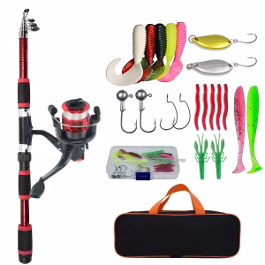 Portable Telescopic Fishing Rod & Reel Combo Kit with Tackle Box