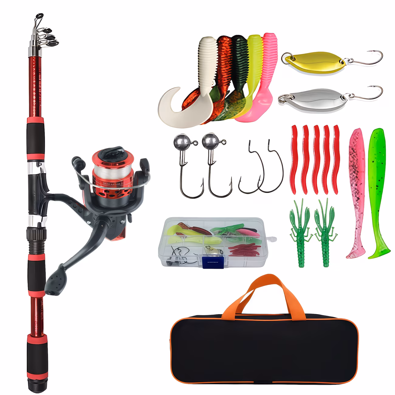 Portable Telescopic Fishing Rod & Reel Combo Kit with Tackle Box