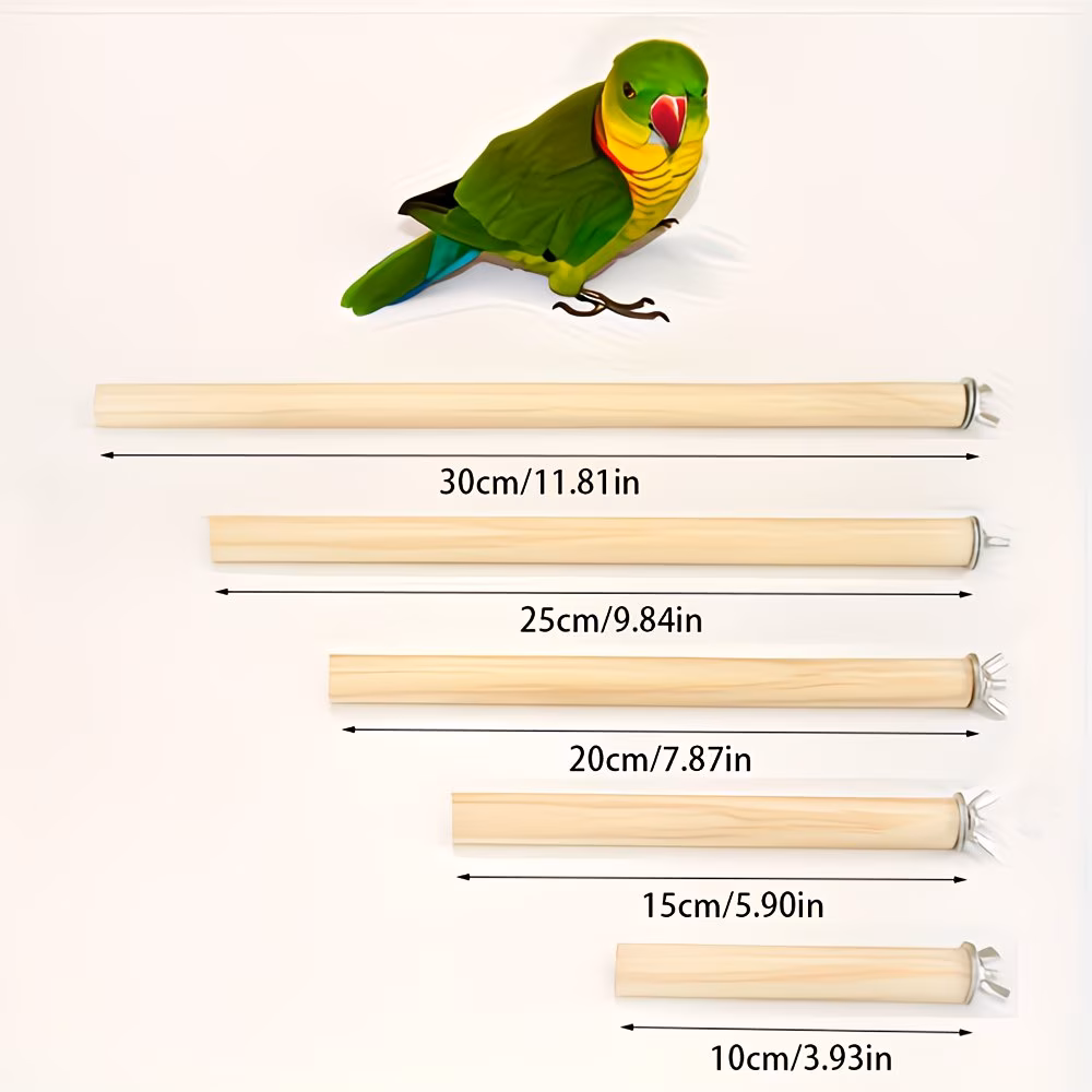 Natural Wooden Bird Perches (5-Pack) – Cage Perch Set for Parrots & Small Birds - Image 4