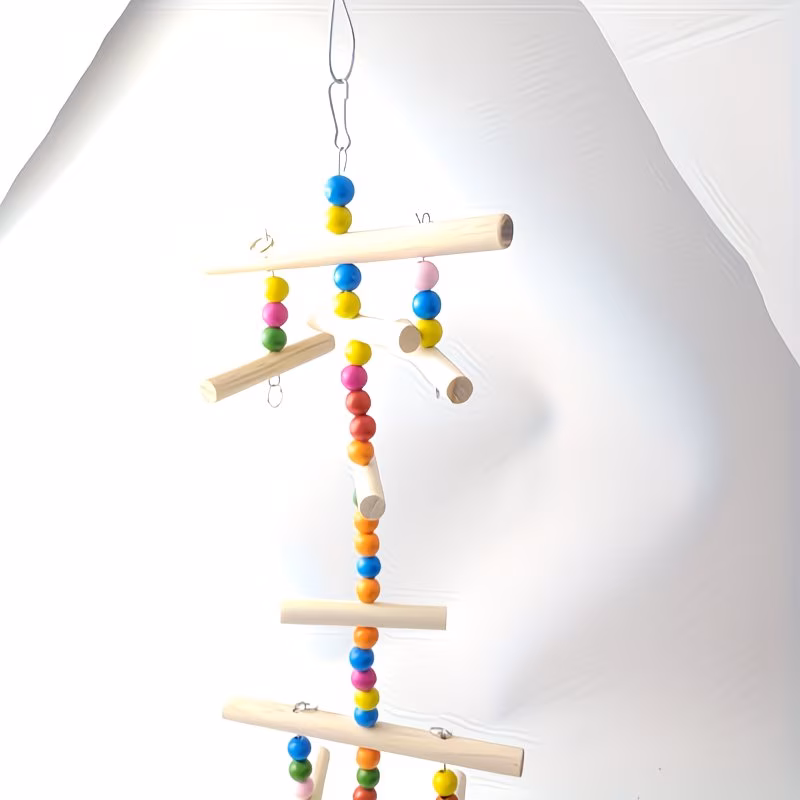 Wooden Bird Playground Perch – Hanging Climbing Gym for Parrots & Small Birds - Image 5