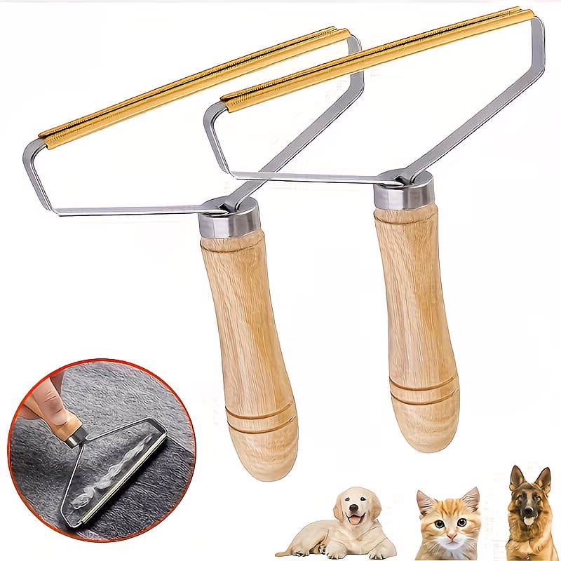Reusable Pet Hair Remover Roller with Wooden Handle for Cats & Dogs - Image 3
