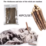 40PCS Natural Cat Chew Sticks – Silvervine & Catnip Chew Toys for Teeth Cleaning, Dental Care & Stress Relief