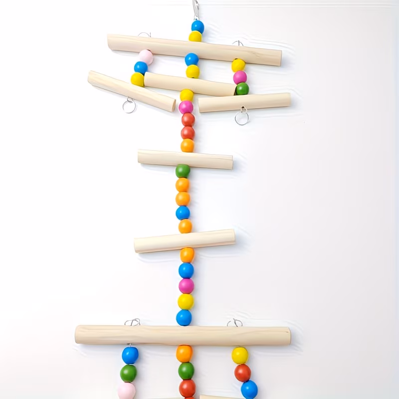 Wooden Bird Playground Perch – Hanging Climbing Gym for Parrots & Small Birds - Image 6