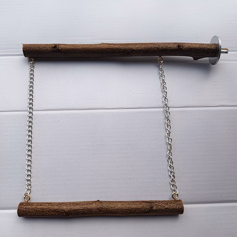 Natural Wood Bird Swing Perch – Hanging Cage Perch for Parrots & Small Birds