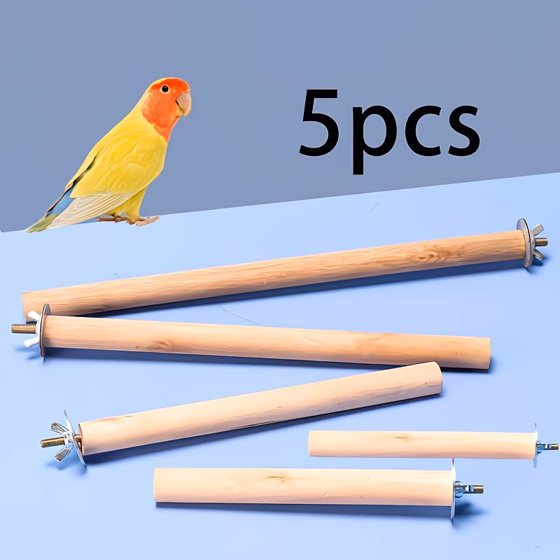 Natural Wooden Bird Perches (5-Pack) – Cage Perch Set for Parrots & Small Birds