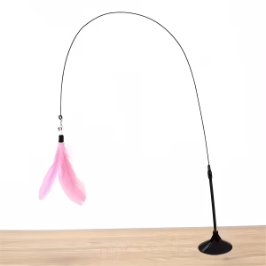 Interactive Cat Teaser Wand Toy with Feather – Flexible Cat Play Stick